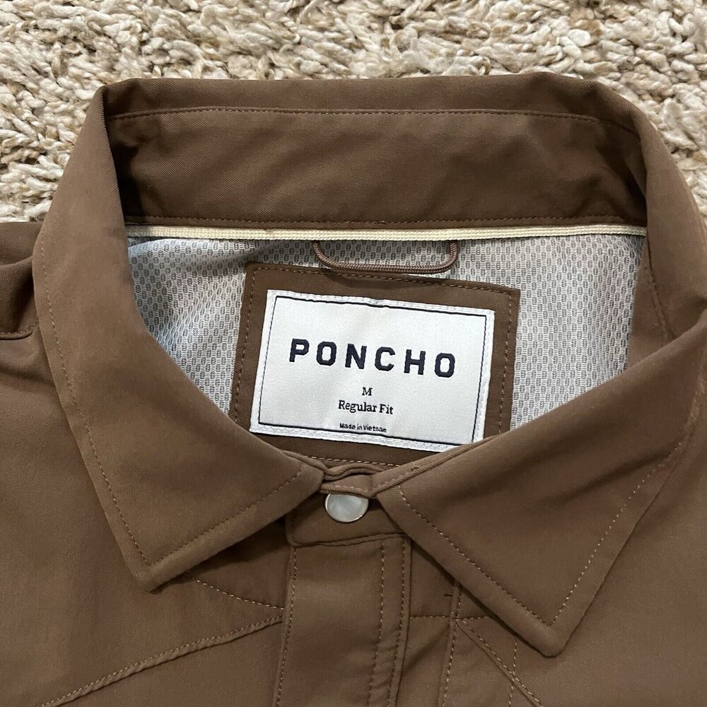 Poncho Men's Casual Button-Down Shirt - Brown - Picture 2 of 6